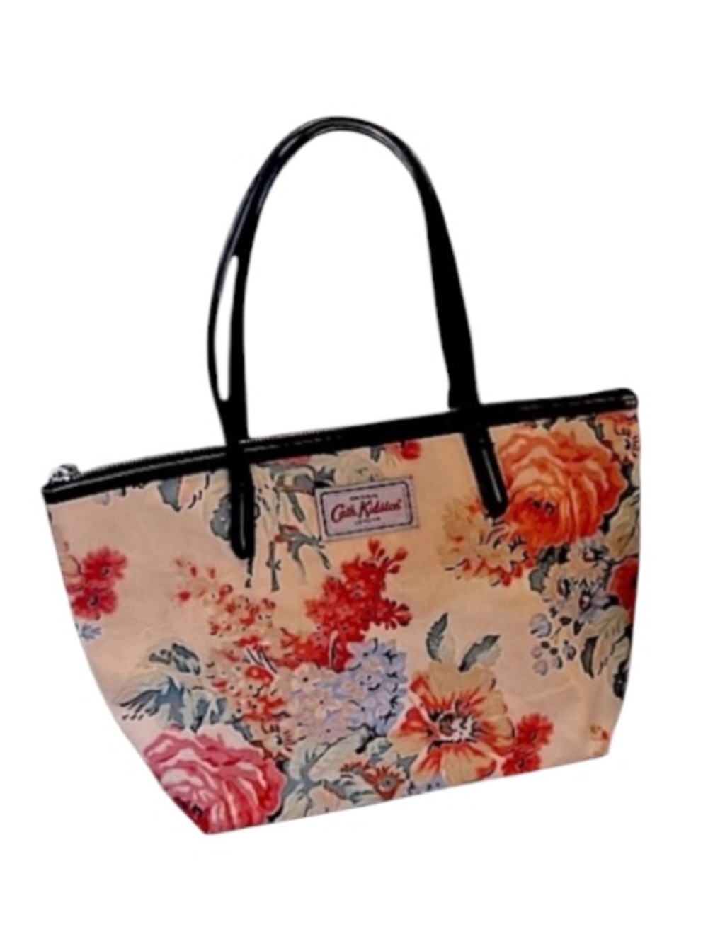 Cath Kidston London Vintage Floral Colorful Coated Canvas Leather Straps Tote
